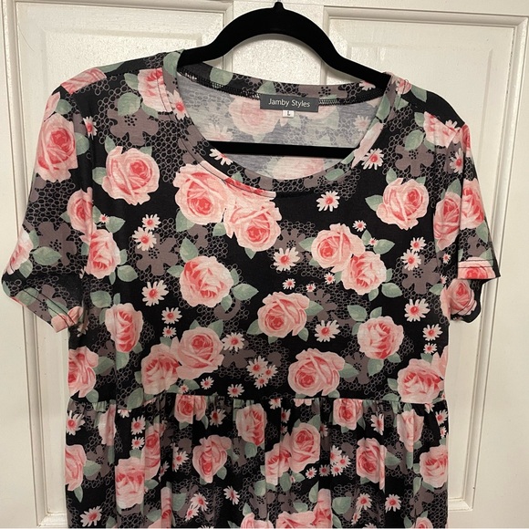 Jamby Styles Black Floral Maxi Dress with Empire Waist - Picture 3 of 4